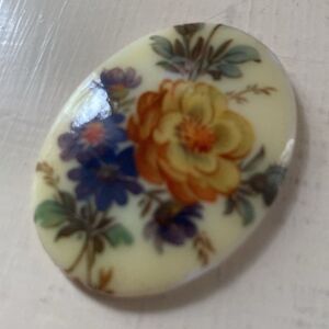 1970s signed and  painted brooch or pendant - ready for your next project